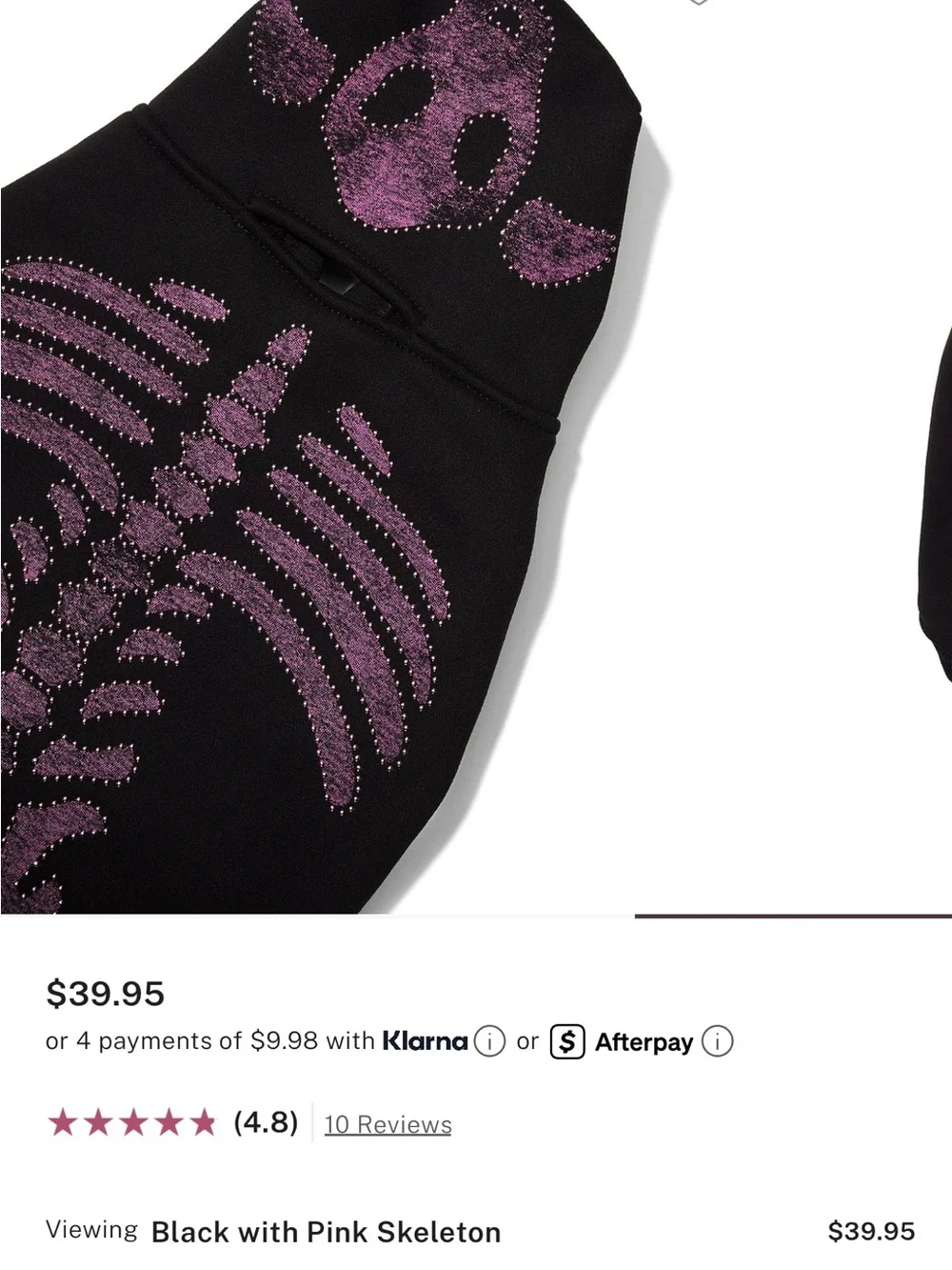 PINK Victoria's Secret Black Dog Hoodie with Pink Rhinestone Skeleton